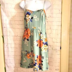 NWOT Moulinette Soeurs Anthropologie Mint 100% Silk  Sundress Floral Print Sz.0